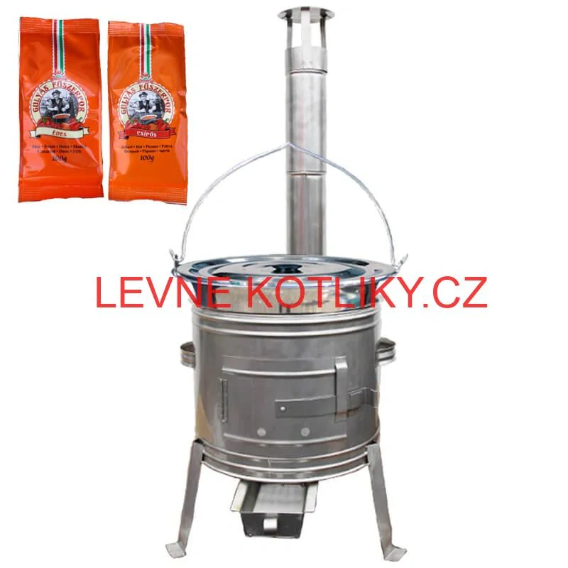 Nerezový kotlík 22 L (0,8 mm) INOX + Nerezová kotlina 42 INOX + paprikový pepř na guláš - MIX 100 g