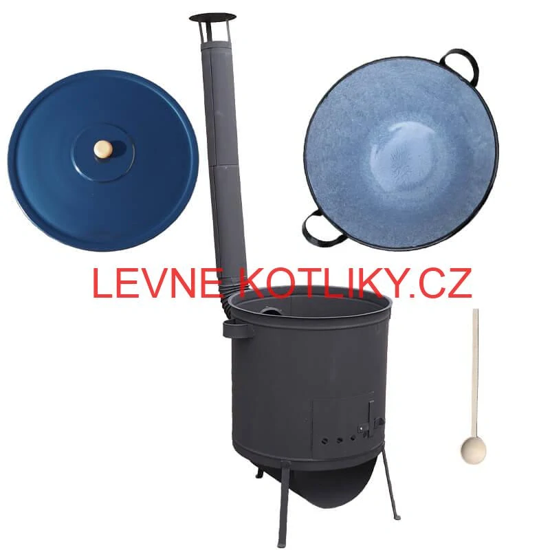 Smaltovaný kotel 60 L na zabijačku + žáruvzdorná kotlina 53 PLUS 600 4 MM + vařečka