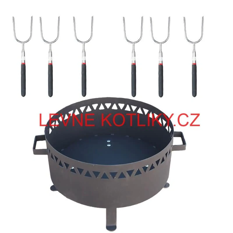 Přenosné ohniště kov (1,5 mm) FIFO žáruvzdorná barva PLUS 600 + Vidličky na opékání teleskopické 6 ks