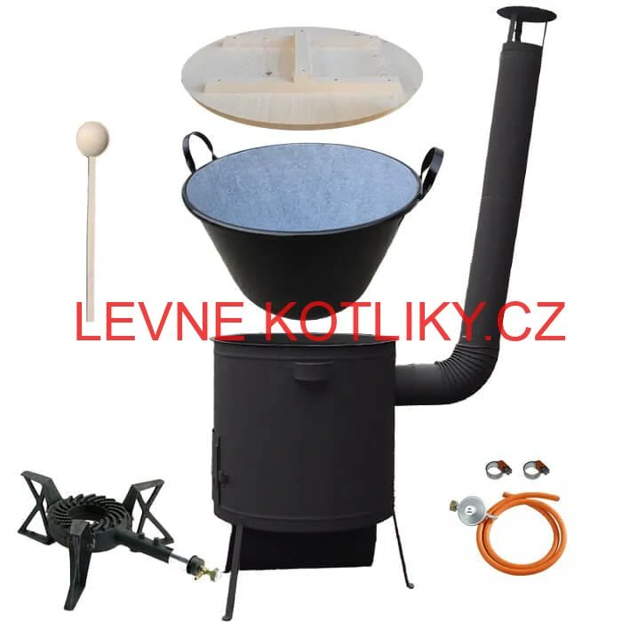 Zabijačkový smaltovaný kotel 100 L, žáruvzdorná kotlina 42 PLUS 600 4 MM, hořák 7 kW + vařečka