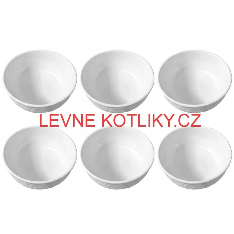 Sada 6 ks: Prémiové bílé misky s kamennou strukturou (750 ml)