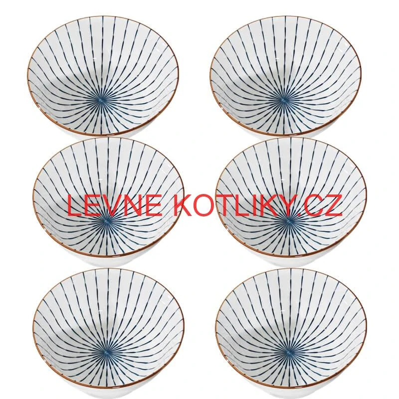 Sada 6 ks velkých keramických misek na guláš a polévky, 1 litr