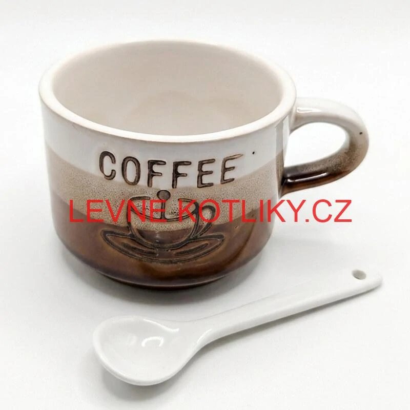 Keramický hrnek na kávu 150 ml COFFEE s lžičkou 1 ks