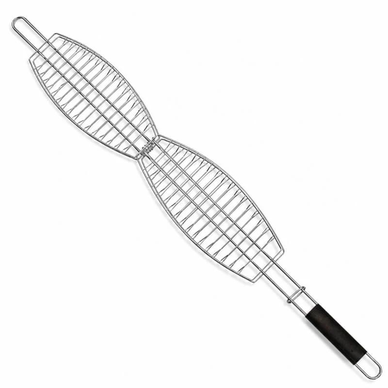 BBQ grilovací rošt na ryby – nerezové grilovací kleště 65 × 15 × 4 cm