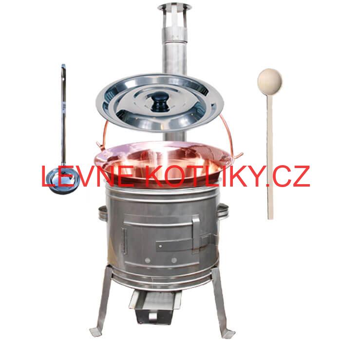 Měděný kotlík 14 L + nerezová kotlina 36 cm TOPLUX