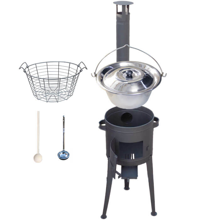 Nerezový kotlík 30 L (1,2 mm) + drátěný koš + žáruvzdorná kotlina 45 PLUS 600