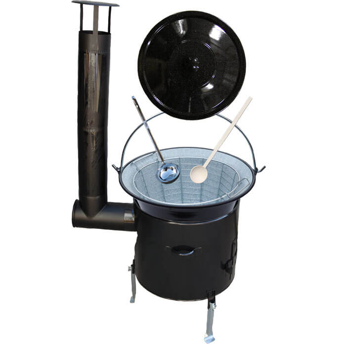 Smaltovaný kotlík 20 L (1,2 mm) + drátěný koš + smaltovaná kotlina 42 Easy party (SMALT)