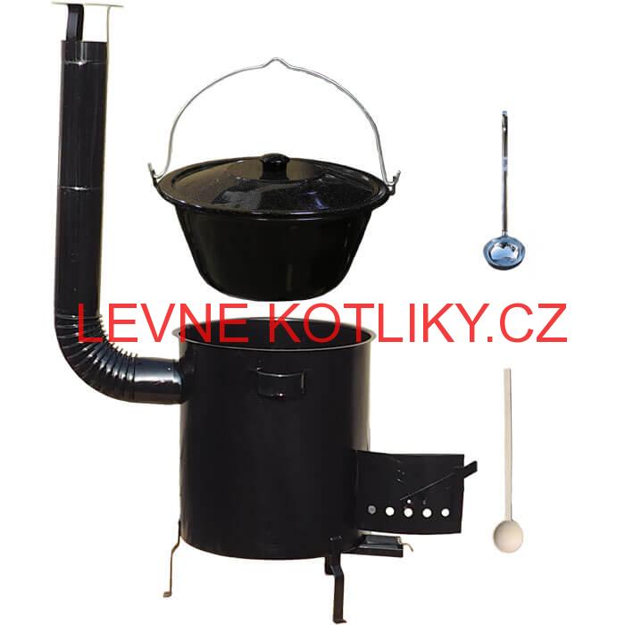 Smaltovaný kotlík 25 L (1,2 mm) + hrubostěnná (1,5 mm) kovová kotlina 42 STRONG