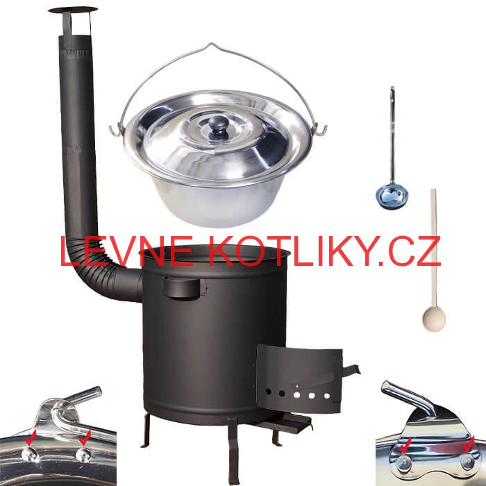 Nerezový kotlík 30 L (0,8 mm) zesílený s nýty + silnostěnná (1,5 mm) a žáruvzdorná kotlina 45 PLUS 600