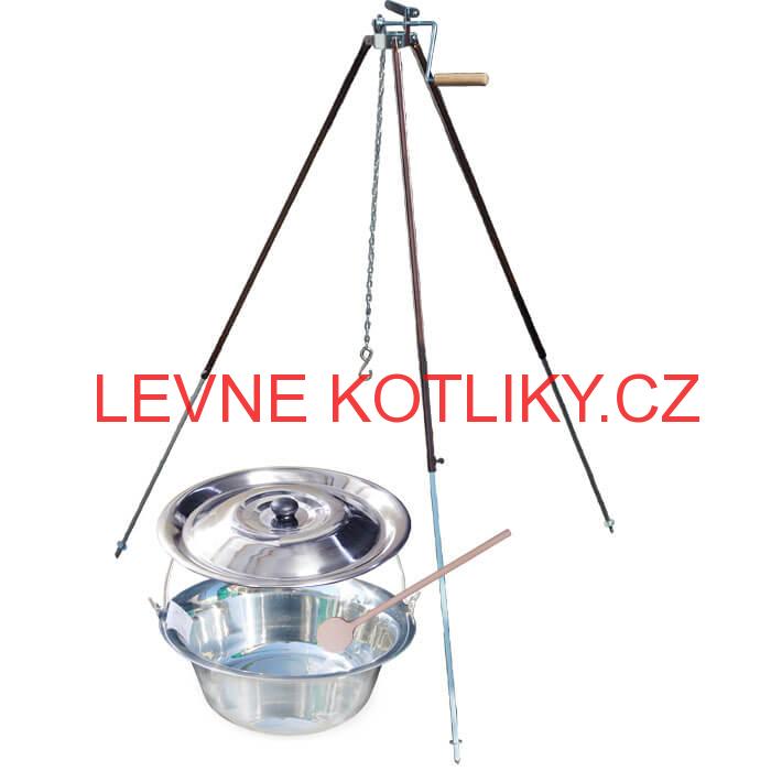 Nerezový kotlík 20 L (1,2 mm) + teleskopická trojnožka s pojistnou kladkou + poklice
