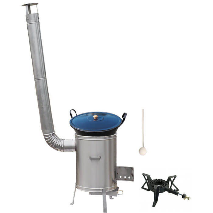 Zabijačkový smaltovaný kotel 100 L + nerezová kotlina 60 cm + hořák 7 kW