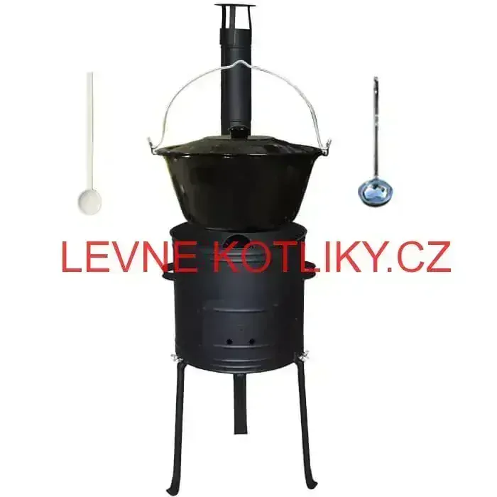 Smaltovaný kotlík 22 L (1,2 mm) + žáruvzdorná kotlina 42 cm Plus 700 + misky 12 ks + 2 x pepř na guláš 100 g