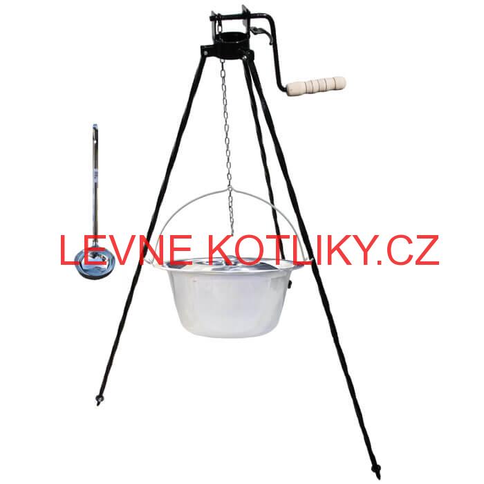 Nerezový kotlík 14 L + poklice + stojan s kladkou VAR