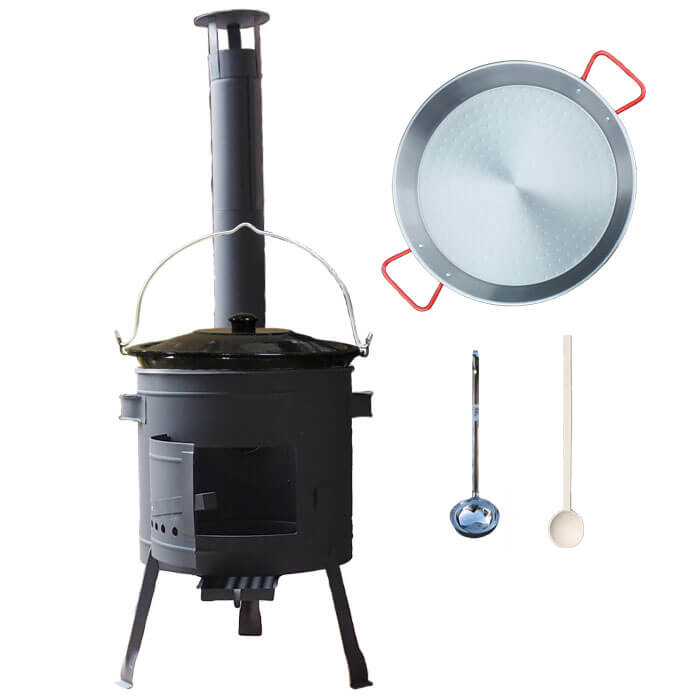 Smaltovaný kotlík 20 L + Paella ocelová pánev 46 cm + žáruvzdorná nízká kotlina 42 PLUS 600