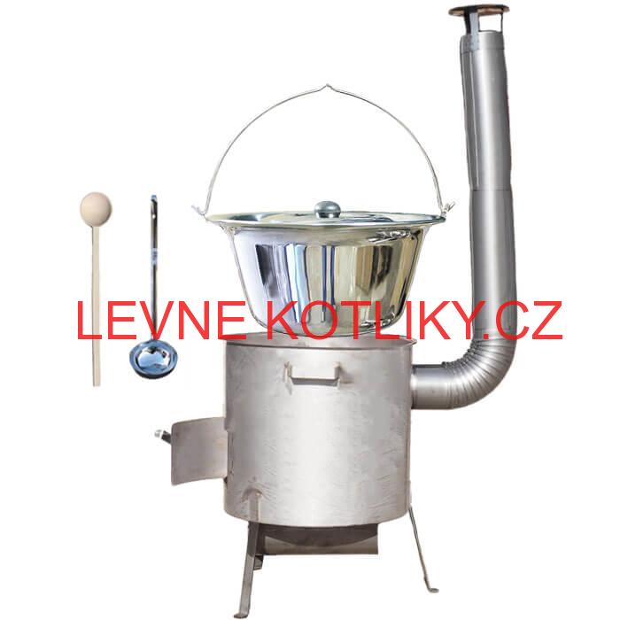Nerezový kotlík 30 L (1,2 mm) + Vysoká Nerezová kotlina 45 cm ze zesíleným dnem (1,5 mm) KOMFORT