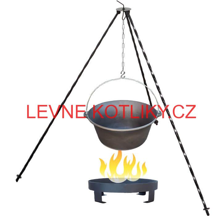 Litinový kotlík 7,2 L + trojnožka 1 m + ohniště 36 cm