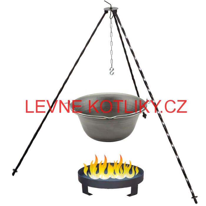 Železný kotlík 20 L (0,75 mm) + trojnožka 1,2 m + ohniště 36 cm