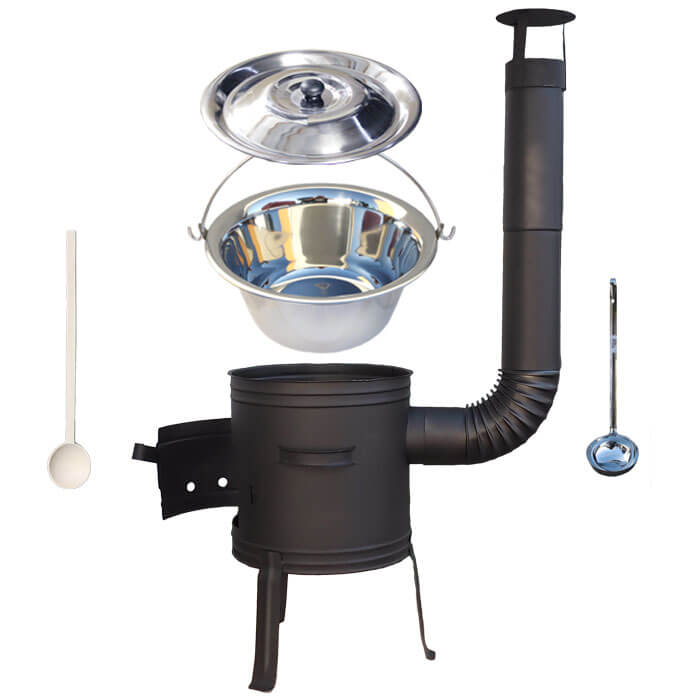 Nerezový kotlík 10 L (1,2 mm) INOX + žáruvzdorná kotlina 33 cm PLUS 700
