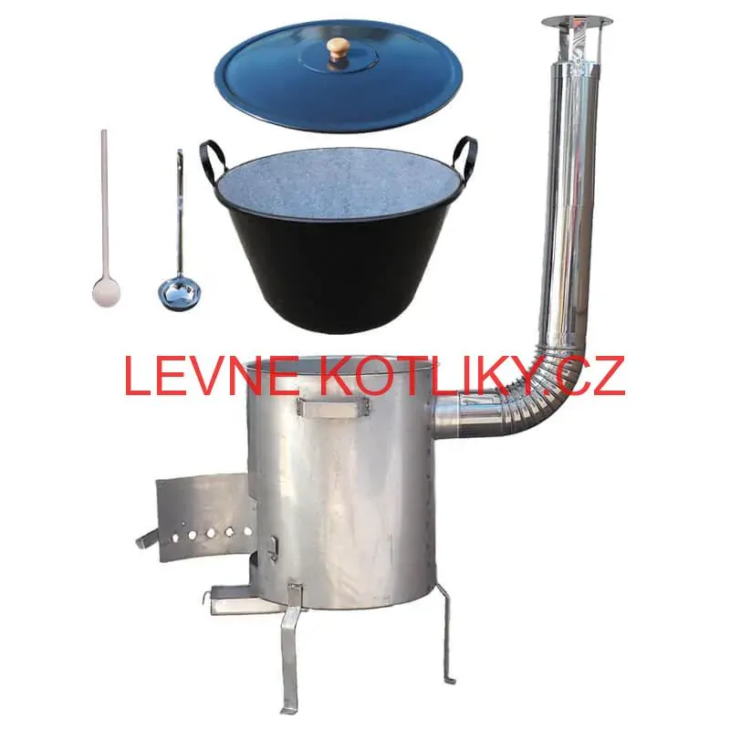 Zabijačkový smaltovaný kotel 50 L + nerezová kotlina 1,5 mm 50 cm STRONG EXCLUSIVE