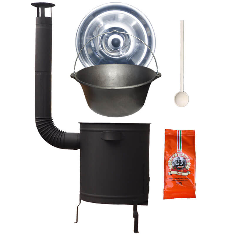 Litinový kotlík 16 L + silnostěnná kotlina 36 cm (1,5 mm) STRONG + žáruvzdorná barva Plus 600
