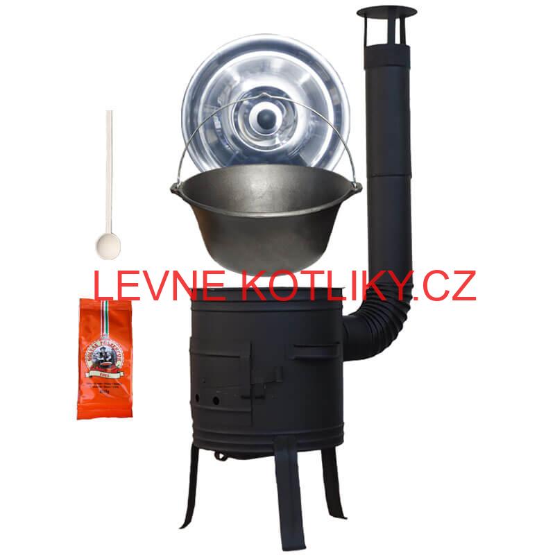 Litinový kotlík 10,8 L + kotlina 33 cm (1 mm) + žáruvzdorná barva Plus 700