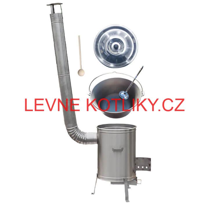Litinový kotlík bez povrchové úpravy 10,8 L + Nerezová kotlina 33 LUX
