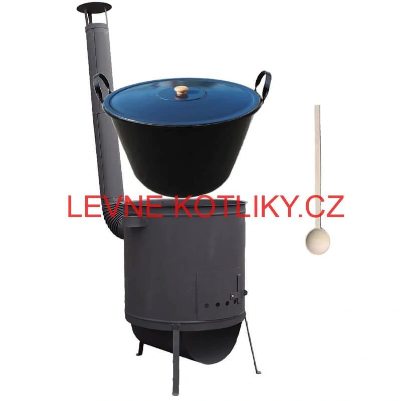 Smaltovaný kotel 60 L na zabijačku + žáruvzdorná kotlina 53 PLUS 600 4 MM + vařečka