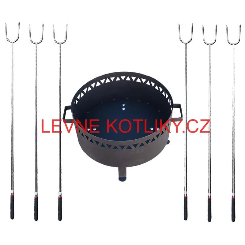 Přenosné ohniště kov (1,5 mm) FIFO žáruvzdorná barva PLUS 600 + Vidličky na opékání teleskopické 6 ks
