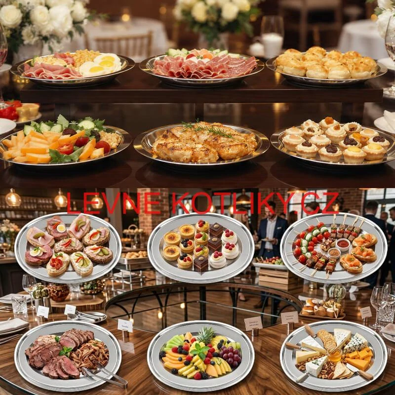 Nerezové podnosy pro catering - set 6 ks (45,5cm) - Servíruj s jistotou a stylem