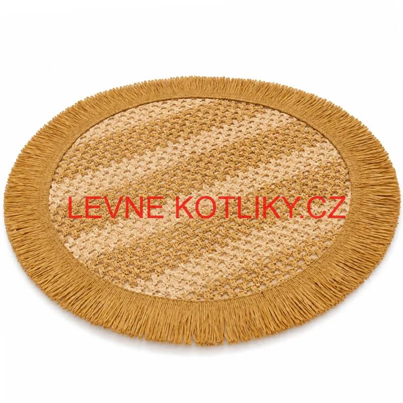 Kulatá přírodní podložka pod talíř se třásněmi 37 cm