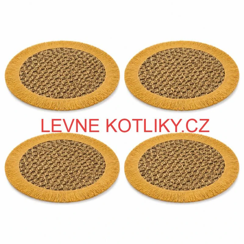 Přírodní podložky pod talíř se třásněmi 37 cm, 4 ks