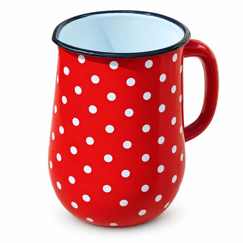 Smaltovaný džbán 2,5 l – červený s bílými puntíky