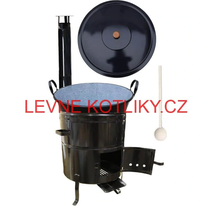 Zabijačkový smaltovaný kotel 60 L + kovová kotlina 53 cm + kouřovod