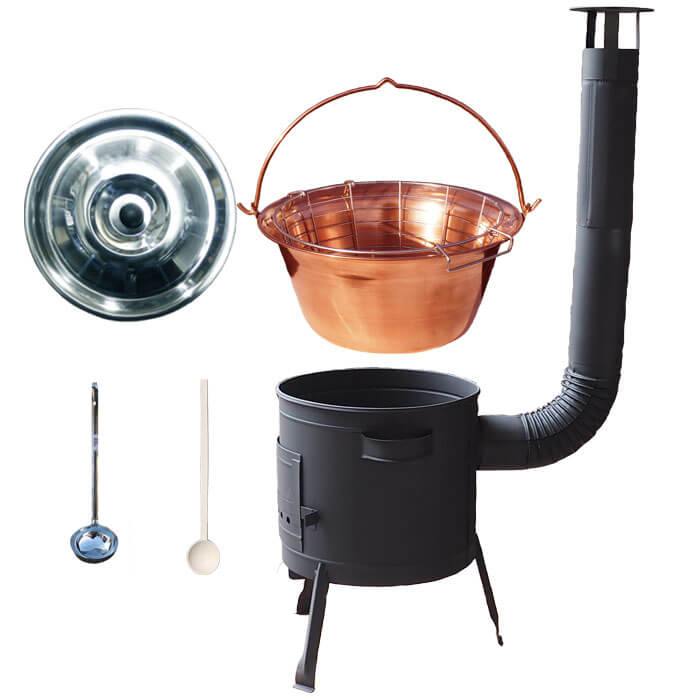 Měděný kotlík 30 L (1,2 mm) + drátěný koš + žáruvzdorná kotlina 45 PLUS 600