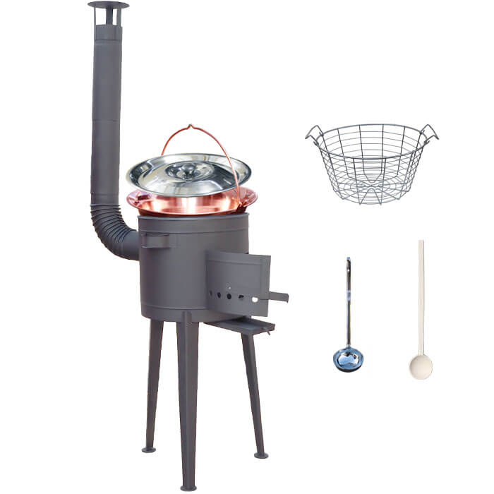 Měděný kotlík 30 L (1,2 mm) + drôtený kôš + vysoká žáruvzdorná kotlina 45 PLUS 600