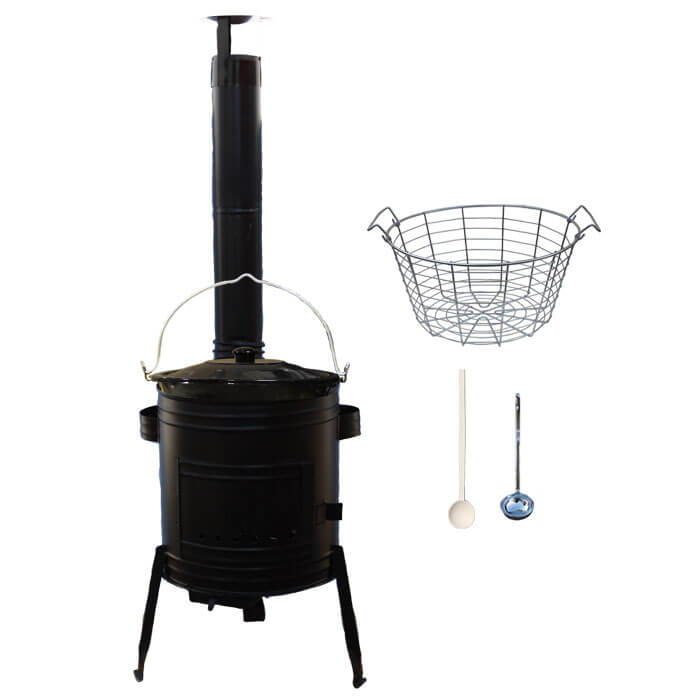 Smaltovaný kotlík 30 L (1,2 mm) + drátěný koš + kovová kotlina 45 Easy party (KOV)