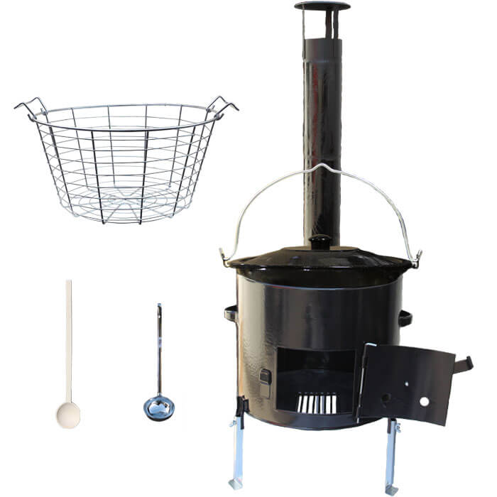 Smaltovaný kotlík 20 L (1,2 mm) + drátěný koš + smaltovaná kotlina 42 Easy party (SMALT)