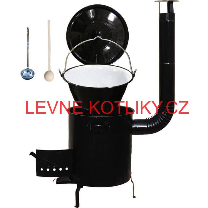 Smaltovaný kotlík 25 L (1,2 mm) + hrubostěnná (1,5 mm) kovová kotlina 42 STRONG