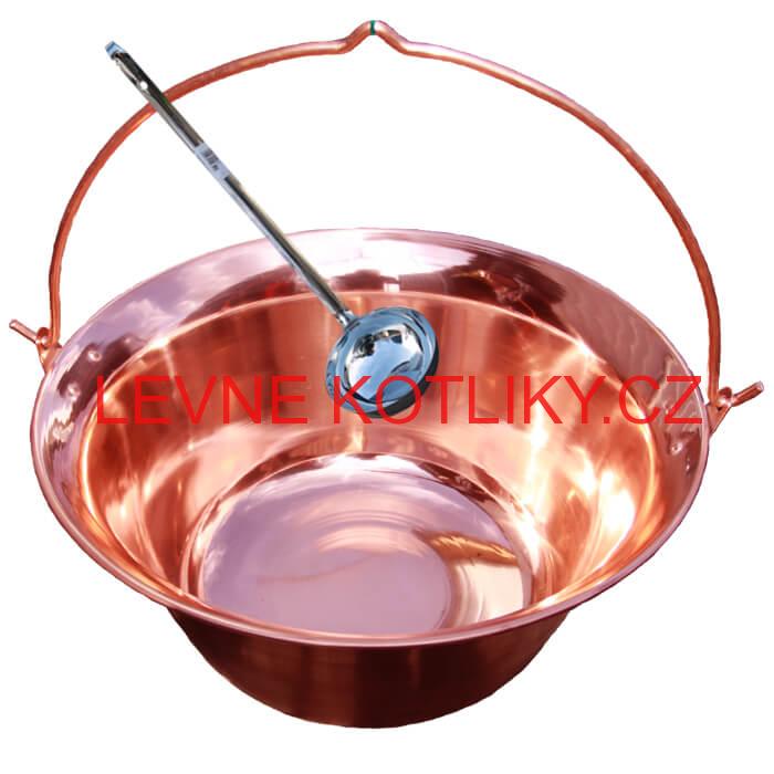 Měděný kotlík 20 L (1,2 mm) + nerezová naběračka