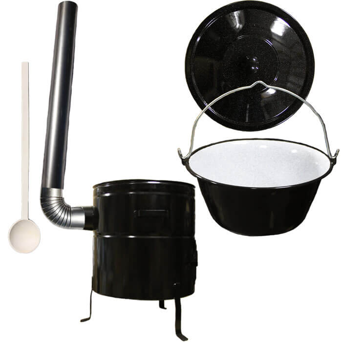 Smaltovaný kotlík 30 L (1,2 mm) + kovová kotlina 50 CLASSIC (KOV) + kouřovod Max Party