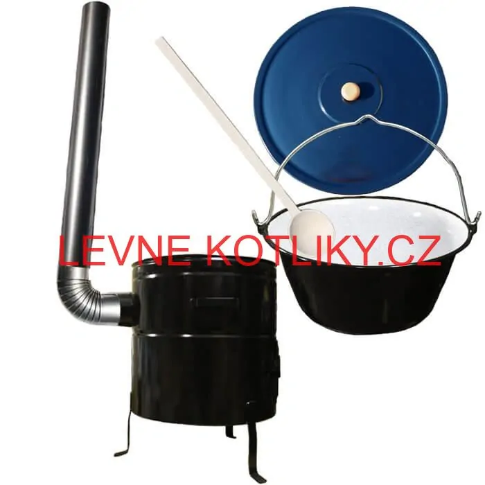 Smaltovaný kotlík 40 L (1,2 mm) + kovová kotlina 50 CLASSIC (KOV) + kouřovod Max Party