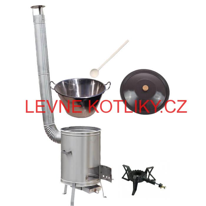 Zabijačkový nerezový kotel 60 L + nerezová kotlina 53 cm + hořák 7 kW