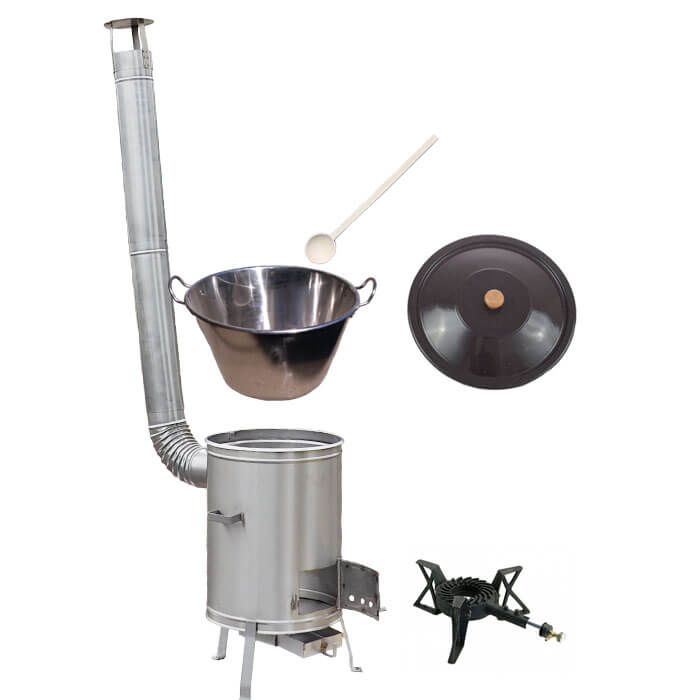 Zabijačkový nerezový kotel 100 L + nerezová kotlina 60 cm + hořák 7 kW