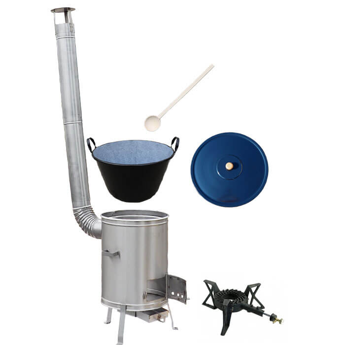 Zabijačkový smaltovaný kotel 100 L + nerezová kotlina 60 cm + hořák 7 kW
