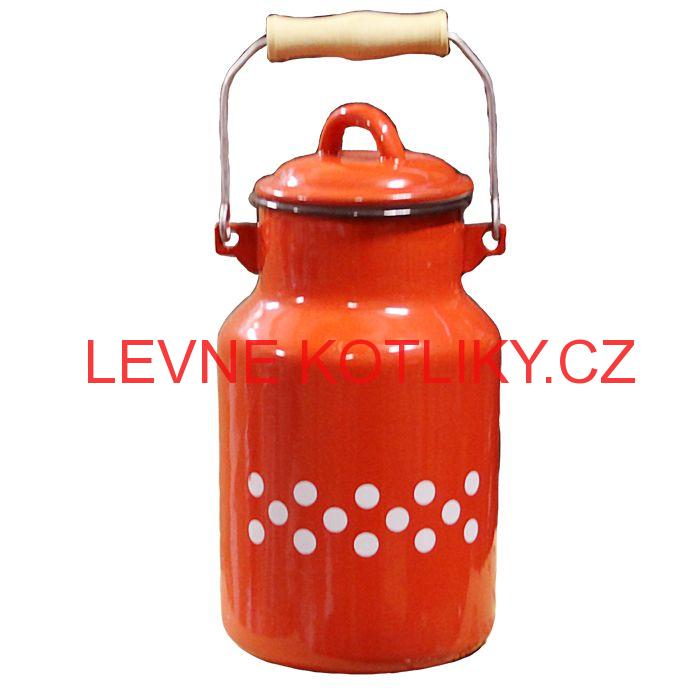 Smaltovaná konvice na mléko 2 L Tečky