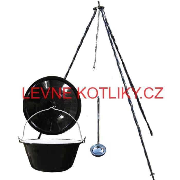 Smaltovaný kotlík 10 L poklice + trojnožka 1,20 m