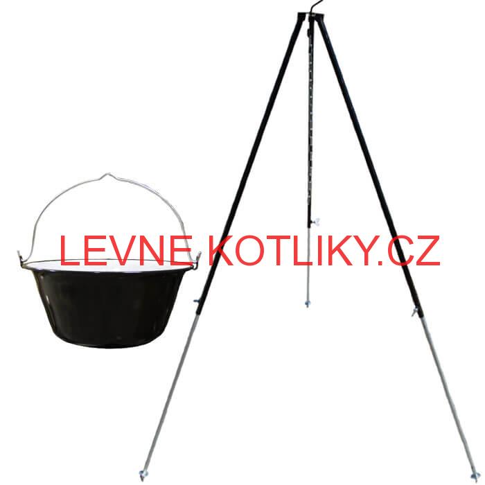 Smaltovaný kotlík 30 L + teleskopicka trojnožka 1,7 m