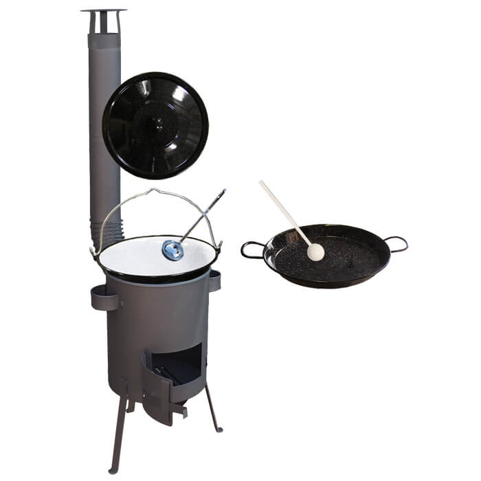 Smaltovaný kotlík 13 L + Paella pánev 38 cm + žáruvzdorná kotlina 36 PLUS 600 4 MM