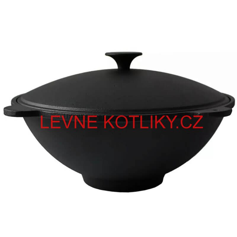 Litinový wok s poklicí se 4 úchyty 51 cm