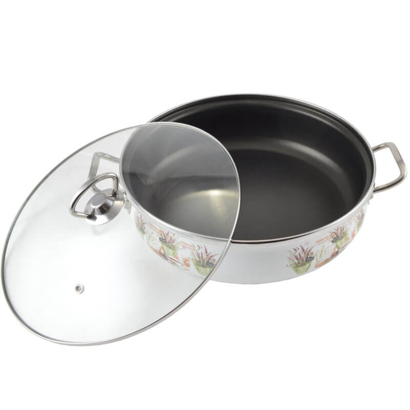 Smaltovaný rendlík s poklicí 26 cm LEVANDULE